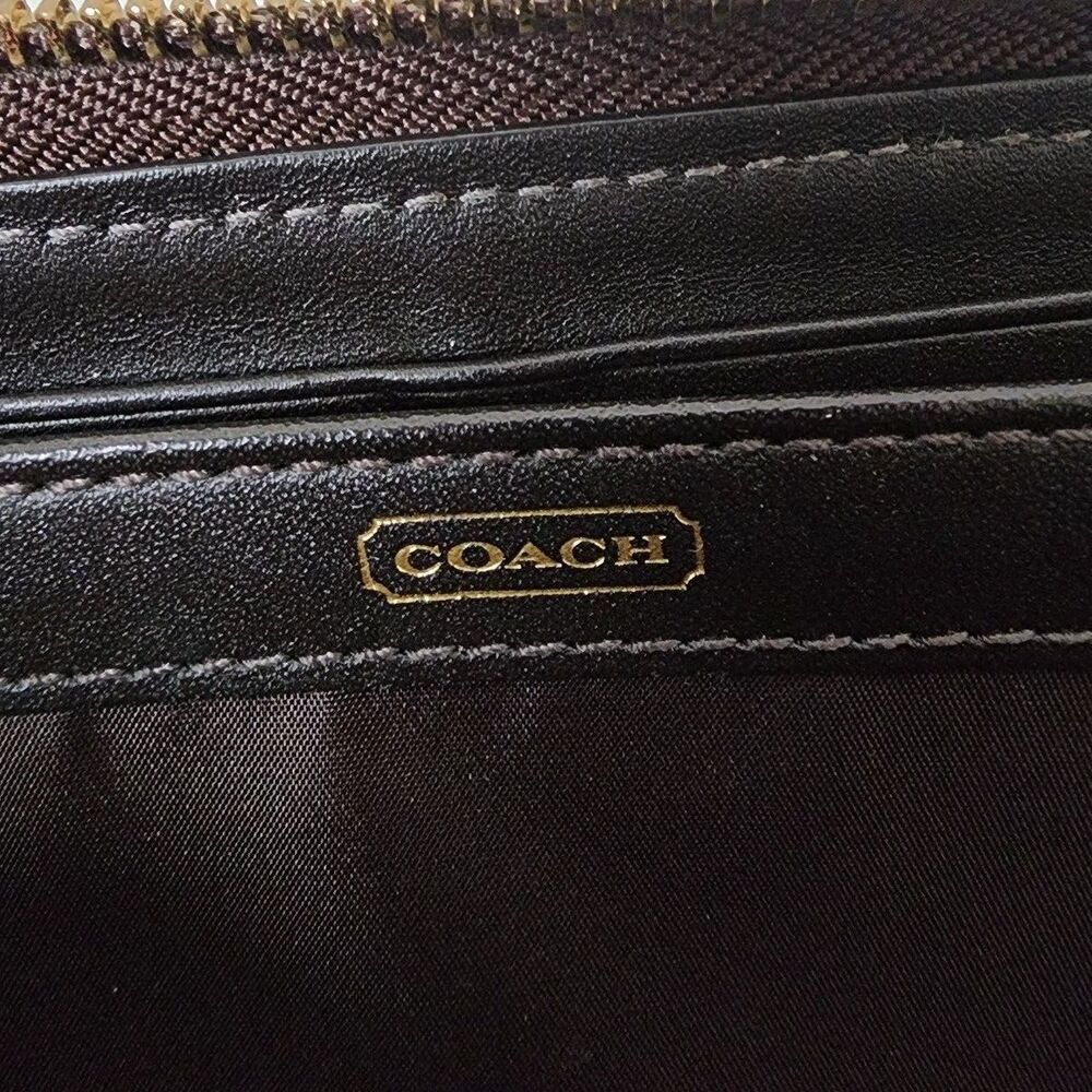 Coach Crocodile Embossed Leather Accordion Zip Wallet - Picture 7 of 10